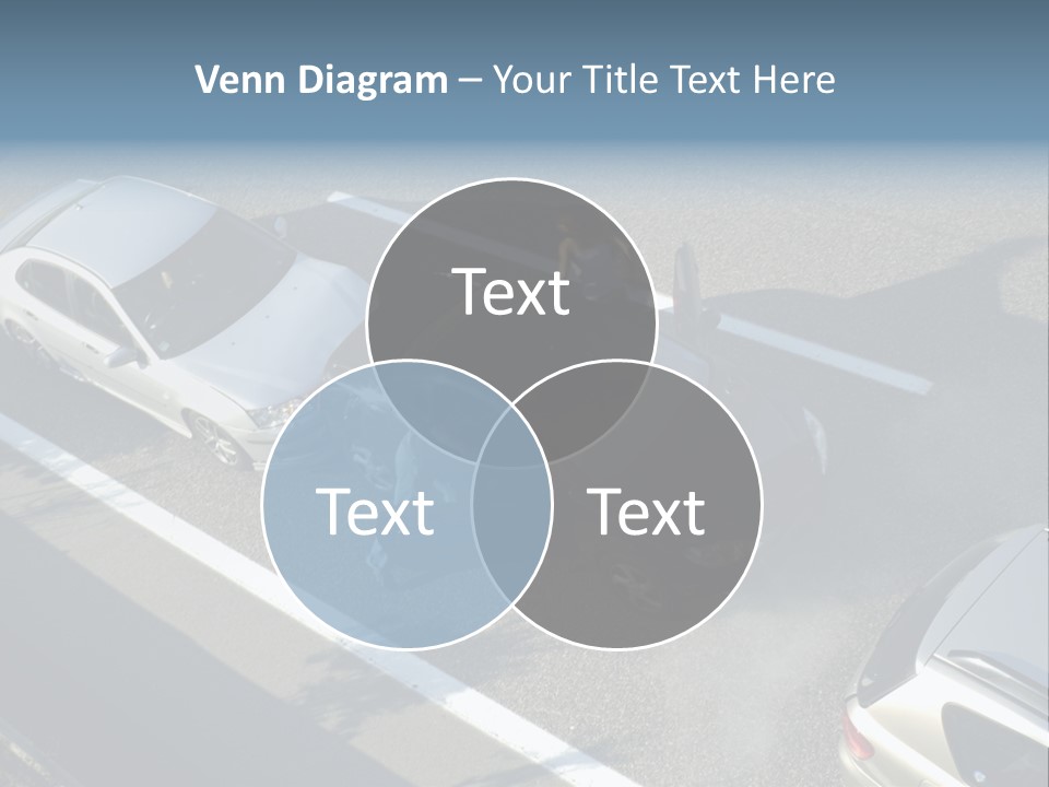 A Small Shunt On The Freeway (Motorway, Autoroute, Autobahn) A Few Seconds After It Happened. Smoke Is Coming From Under The Bonnet Of The Black Car. Motion Blur On The Passenger Fleeing In Panic. PowerPoint Template