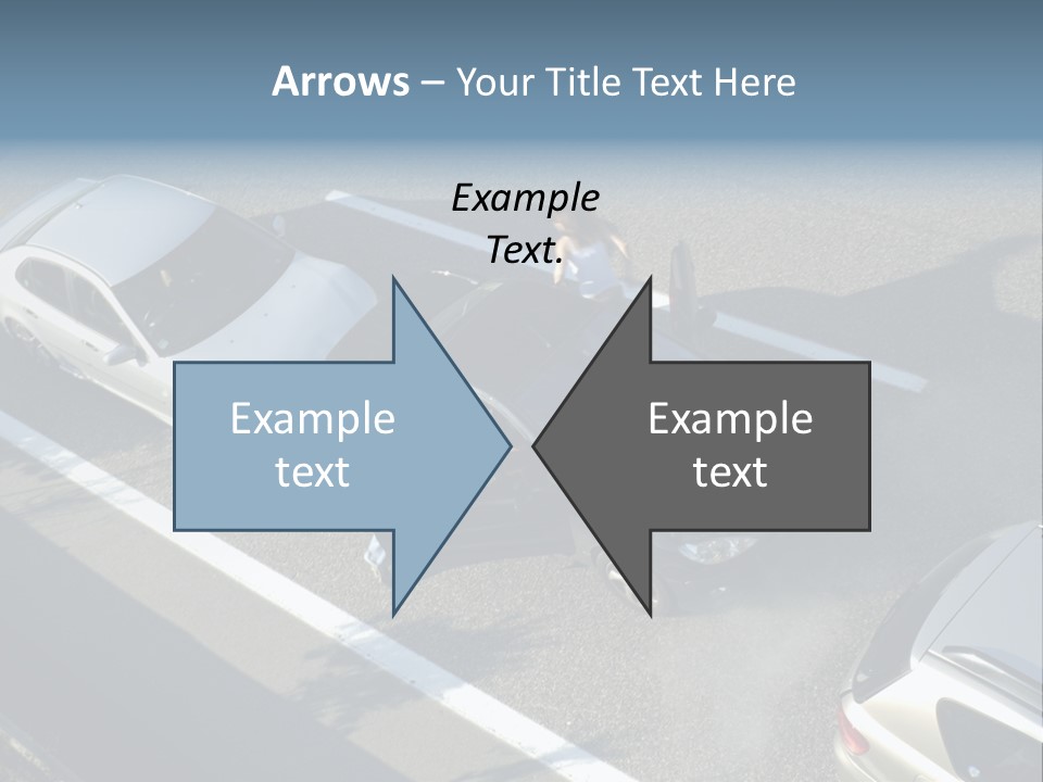 A Small Shunt On The Freeway (Motorway, Autoroute, Autobahn) A Few Seconds After It Happened. Smoke Is Coming From Under The Bonnet Of The Black Car. Motion Blur On The Passenger Fleeing In Panic. PowerPoint Template