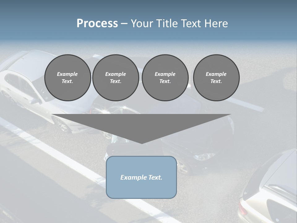 A Small Shunt On The Freeway (Motorway, Autoroute, Autobahn) A Few Seconds After It Happened. Smoke Is Coming From Under The Bonnet Of The Black Car. Motion Blur On The Passenger Fleeing In Panic. PowerPoint Template