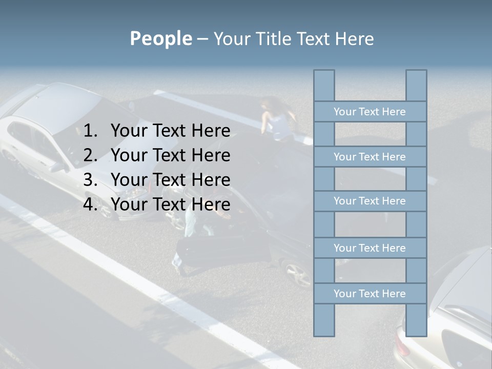 A Small Shunt On The Freeway (Motorway, Autoroute, Autobahn) A Few Seconds After It Happened. Smoke Is Coming From Under The Bonnet Of The Black Car. Motion Blur On The Passenger Fleeing In Panic. PowerPoint Template