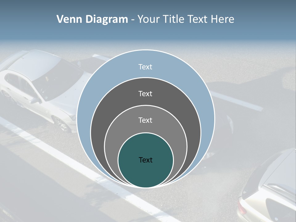 A Small Shunt On The Freeway (Motorway, Autoroute, Autobahn) A Few Seconds After It Happened. Smoke Is Coming From Under The Bonnet Of The Black Car. Motion Blur On The Passenger Fleeing In Panic. PowerPoint Template