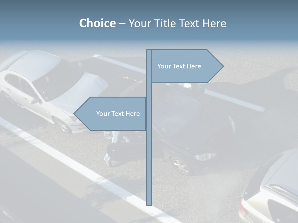 A Small Shunt On The Freeway (Motorway, Autoroute, Autobahn) A Few Seconds After It Happened. Smoke Is Coming From Under The Bonnet Of The Black Car. Motion Blur On The Passenger Fleeing In Panic. PowerPoint Template