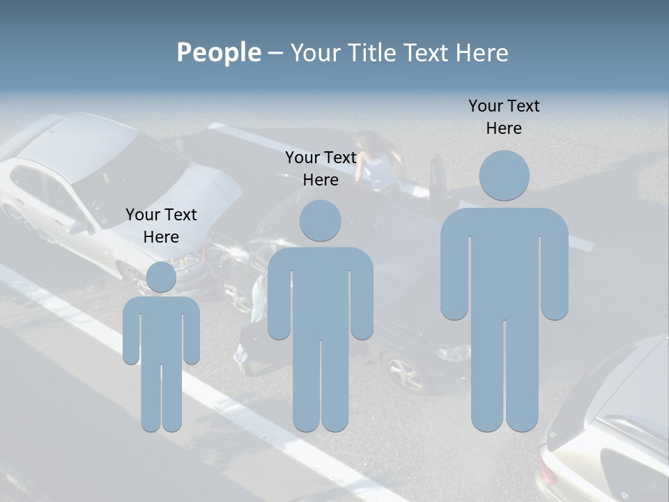A Small Shunt On The Freeway (Motorway, Autoroute, Autobahn) A Few Seconds After It Happened. Smoke Is Coming From Under The Bonnet Of The Black Car. Motion Blur On The Passenger Fleeing In Panic. PowerPoint Template