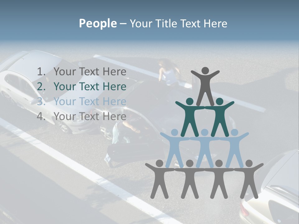 A Small Shunt On The Freeway (Motorway, Autoroute, Autobahn) A Few Seconds After It Happened. Smoke Is Coming From Under The Bonnet Of The Black Car. Motion Blur On The Passenger Fleeing In Panic. PowerPoint Template