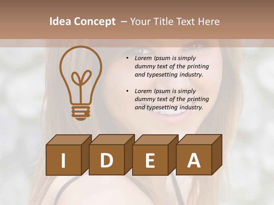 Closeup Portrait Of A Beautiful Young Lady Smiling. PowerPoint Template