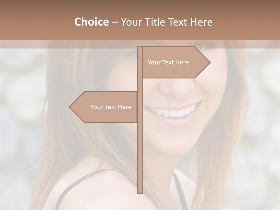 Closeup Portrait Of A Beautiful Young Lady Smiling. PowerPoint Template