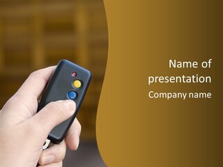 Holding Remote Control To Open Garage Door PowerPoint Template