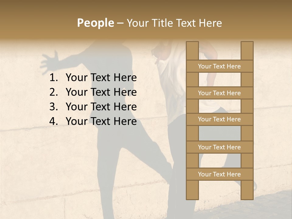 Boy Playing Catch With His Shadow Near The Wall. Lisbon, Portugal PowerPoint Template