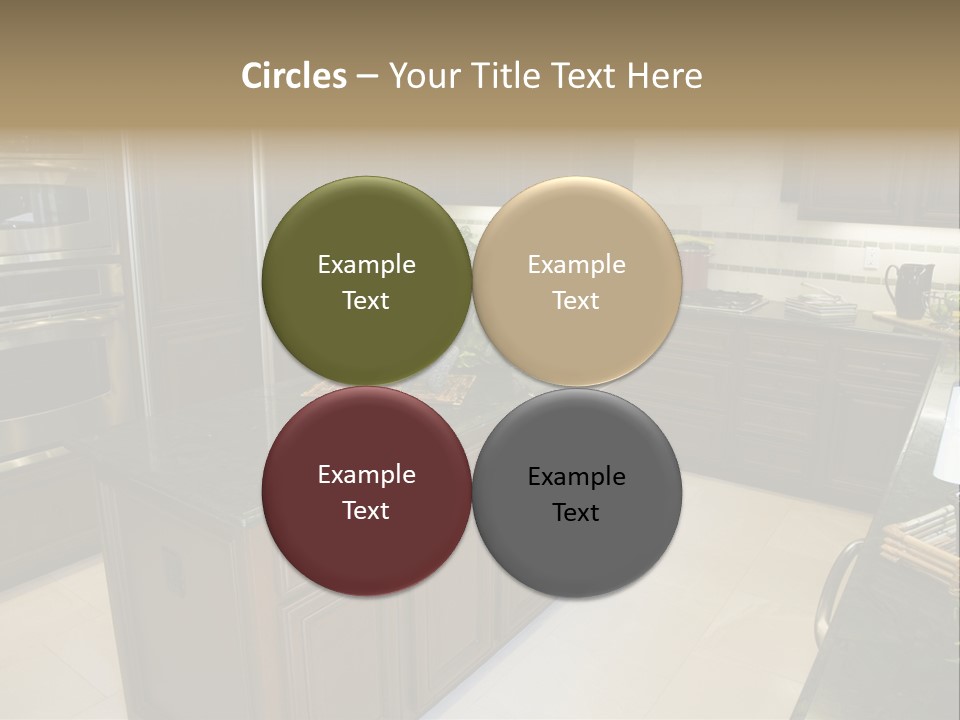 A Large Kitchen With A Center Island With A Wine Bottle On It PowerPoint Template