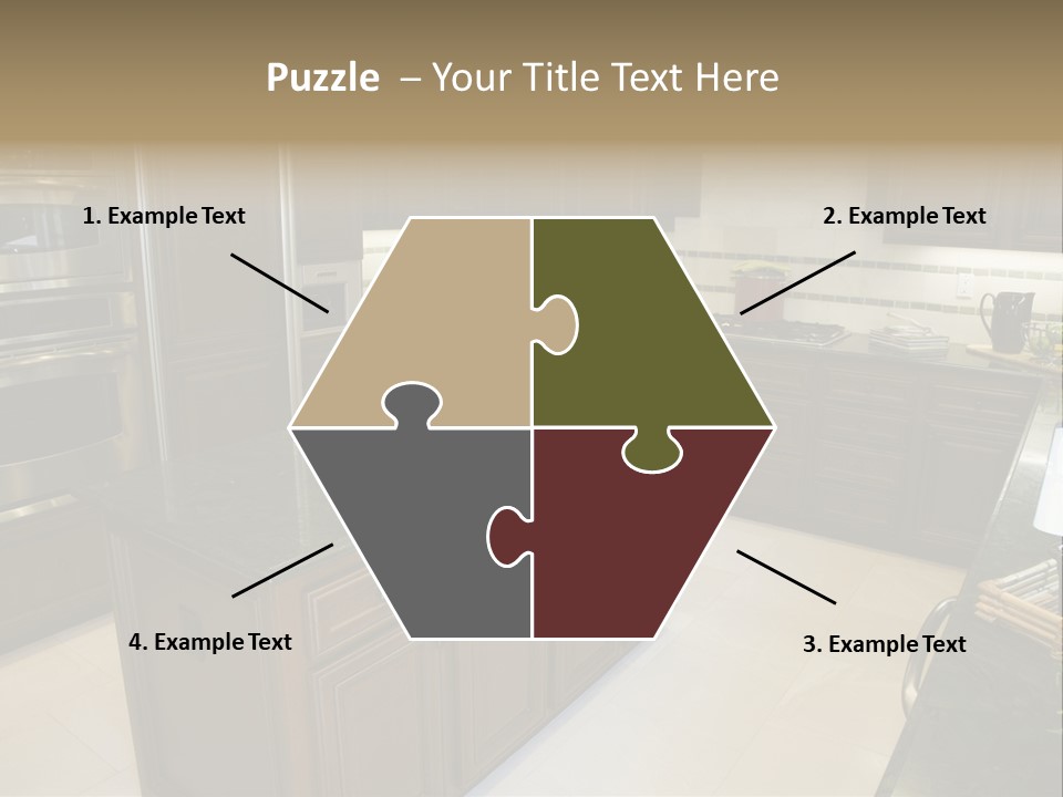 A Large Kitchen With A Center Island With A Wine Bottle On It PowerPoint Template