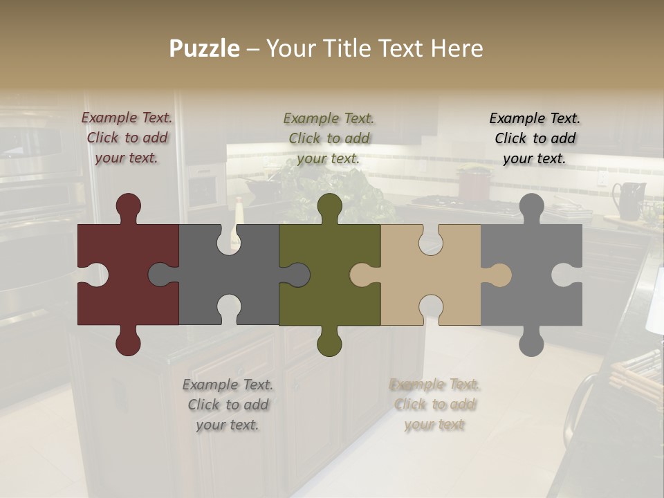 A Large Kitchen With A Center Island With A Wine Bottle On It PowerPoint Template