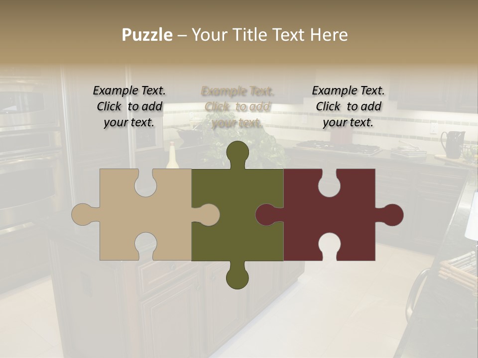 A Large Kitchen With A Center Island With A Wine Bottle On It PowerPoint Template