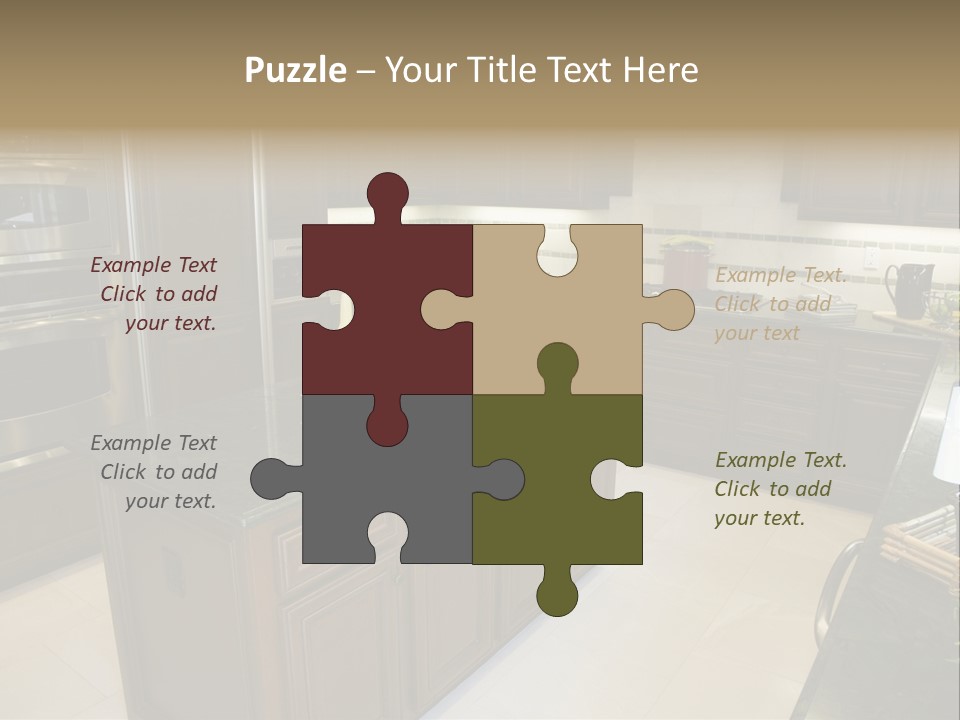 A Large Kitchen With A Center Island With A Wine Bottle On It PowerPoint Template