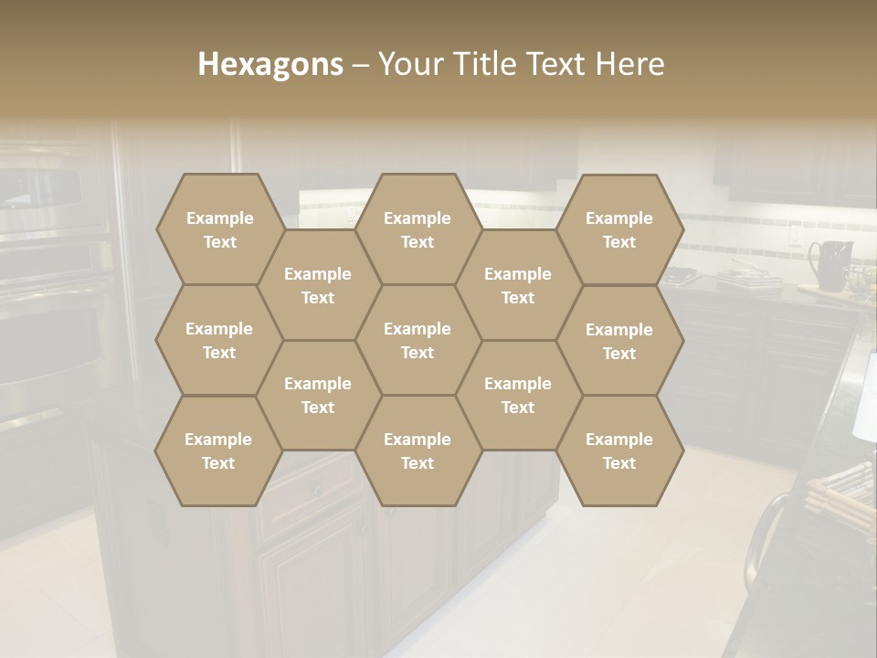 A Large Kitchen With A Center Island With A Wine Bottle On It PowerPoint Template