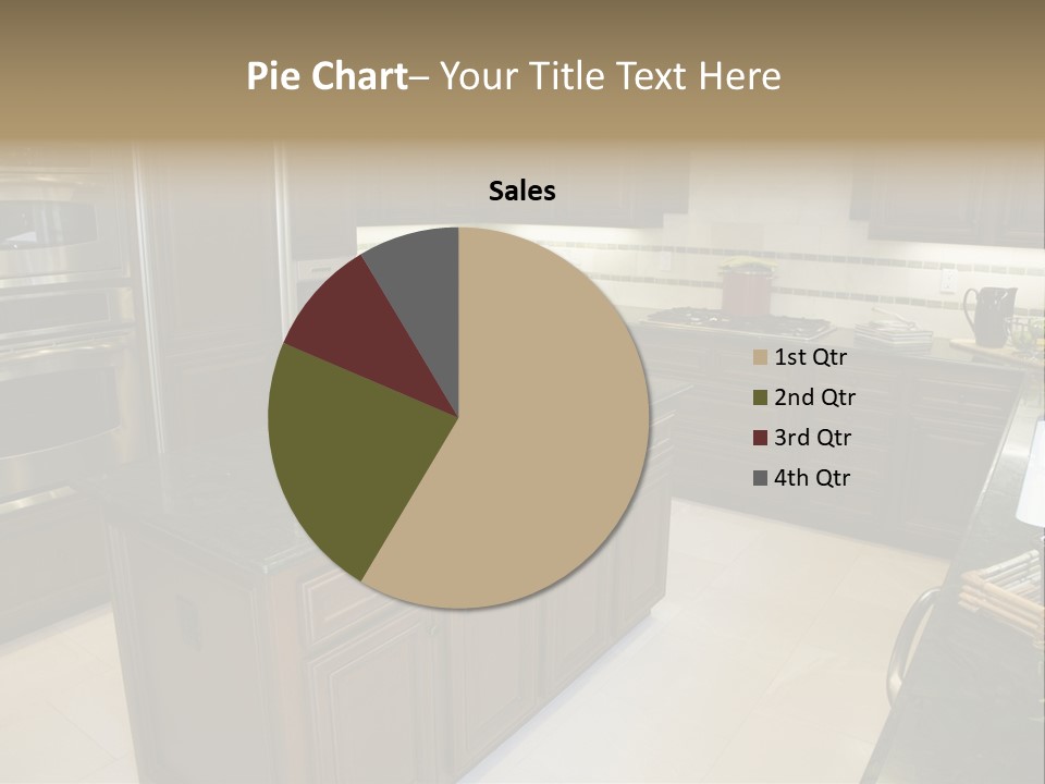 A Large Kitchen With A Center Island With A Wine Bottle On It PowerPoint Template