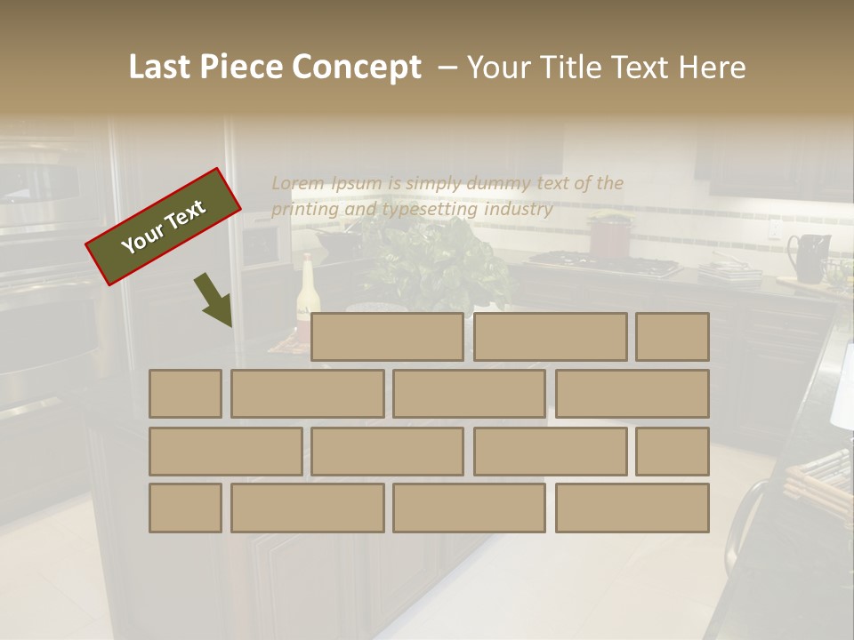 A Large Kitchen With A Center Island With A Wine Bottle On It PowerPoint Template