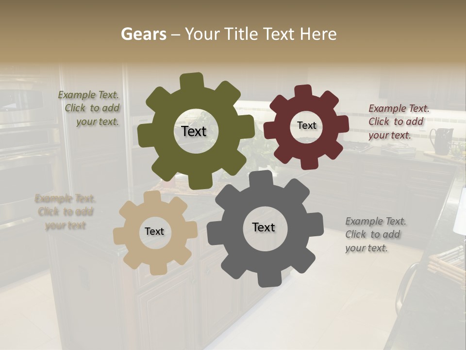 A Large Kitchen With A Center Island With A Wine Bottle On It PowerPoint Template