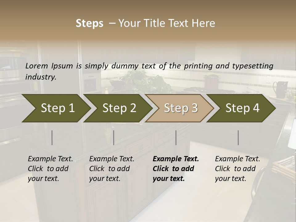 A Large Kitchen With A Center Island With A Wine Bottle On It PowerPoint Template