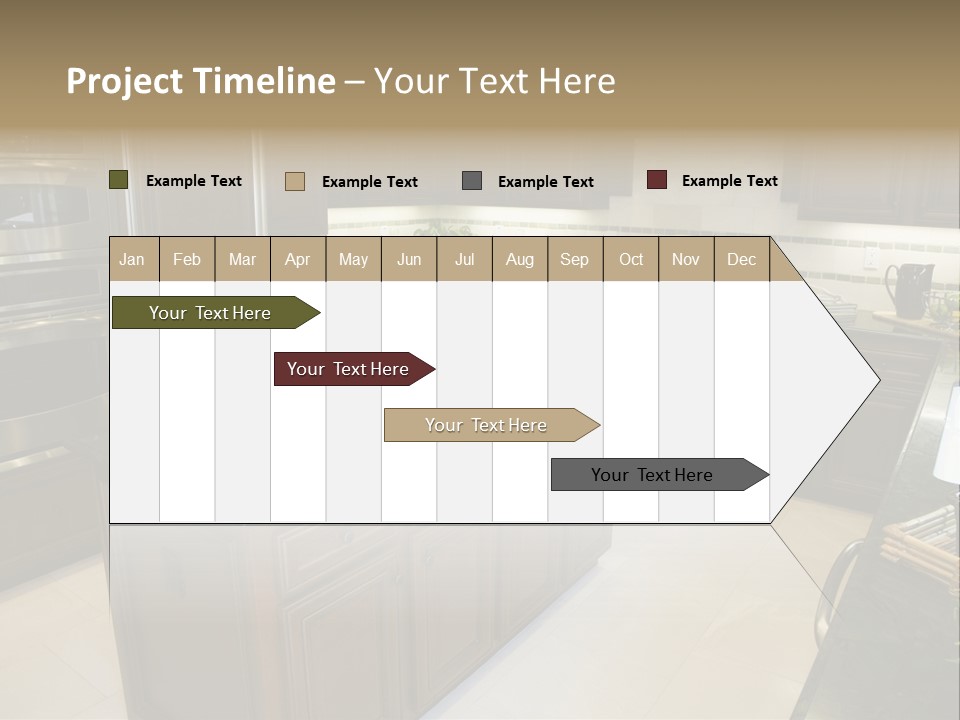 A Large Kitchen With A Center Island With A Wine Bottle On It PowerPoint Template