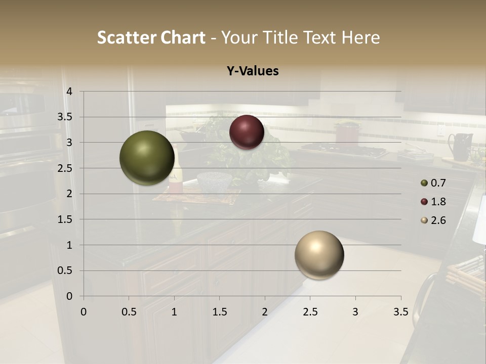 A Large Kitchen With A Center Island With A Wine Bottle On It PowerPoint Template