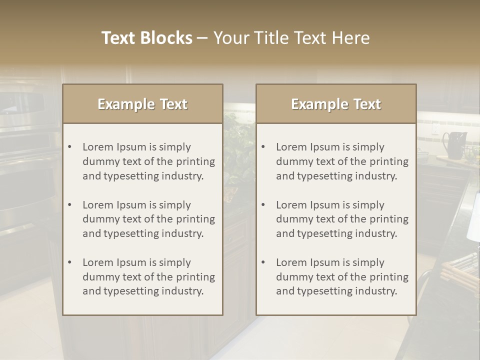 A Large Kitchen With A Center Island With A Wine Bottle On It PowerPoint Template