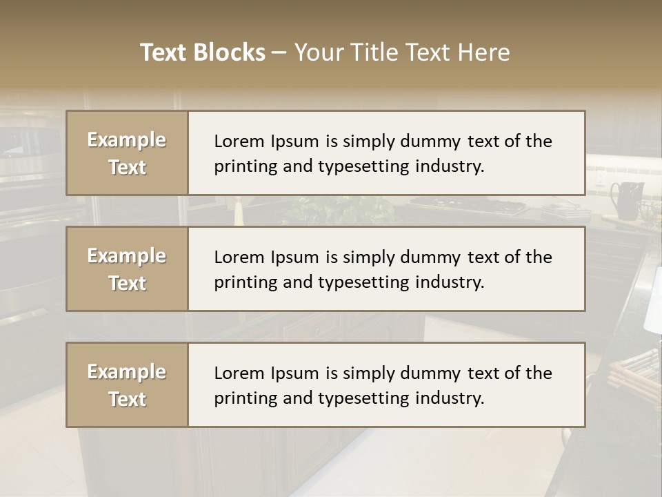 A Large Kitchen With A Center Island With A Wine Bottle On It PowerPoint Template