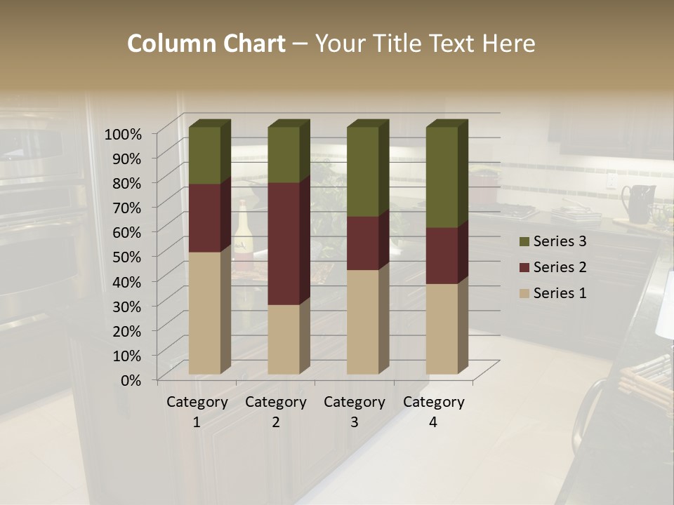 A Large Kitchen With A Center Island With A Wine Bottle On It PowerPoint Template