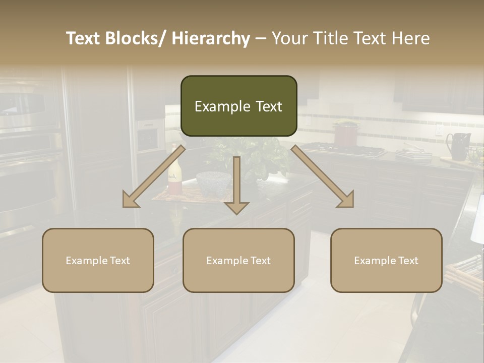 A Large Kitchen With A Center Island With A Wine Bottle On It PowerPoint Template
