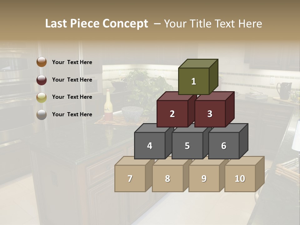 A Large Kitchen With A Center Island With A Wine Bottle On It PowerPoint Template