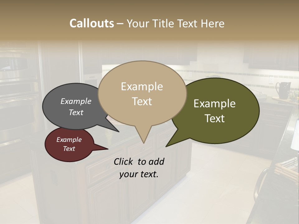 A Large Kitchen With A Center Island With A Wine Bottle On It PowerPoint Template