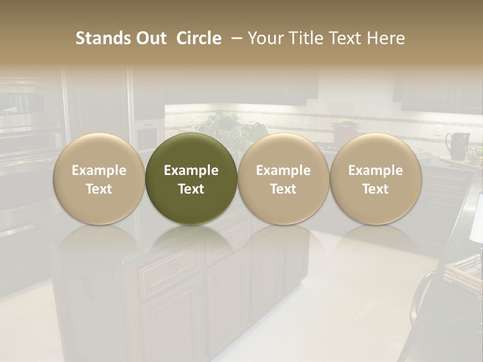 A Large Kitchen With A Center Island With A Wine Bottle On It PowerPoint Template