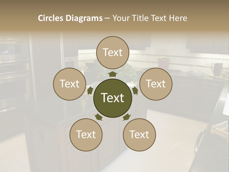 A Large Kitchen With A Center Island With A Wine Bottle On It PowerPoint Template