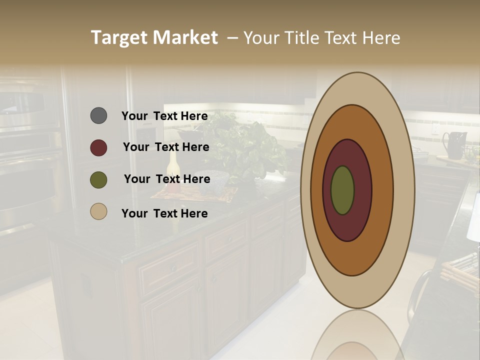 A Large Kitchen With A Center Island With A Wine Bottle On It PowerPoint Template