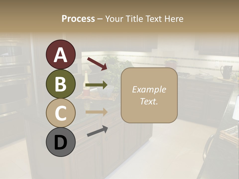 A Large Kitchen With A Center Island With A Wine Bottle On It PowerPoint Template