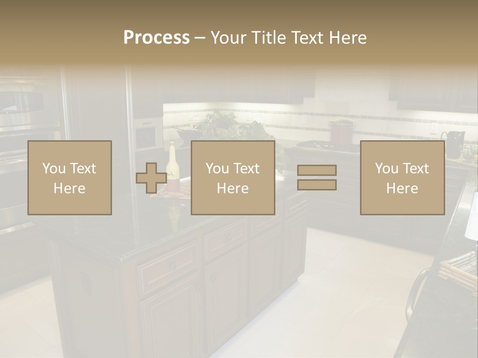 A Large Kitchen With A Center Island With A Wine Bottle On It PowerPoint Template