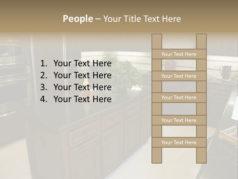 A Large Kitchen With A Center Island With A Wine Bottle On It PowerPoint Template