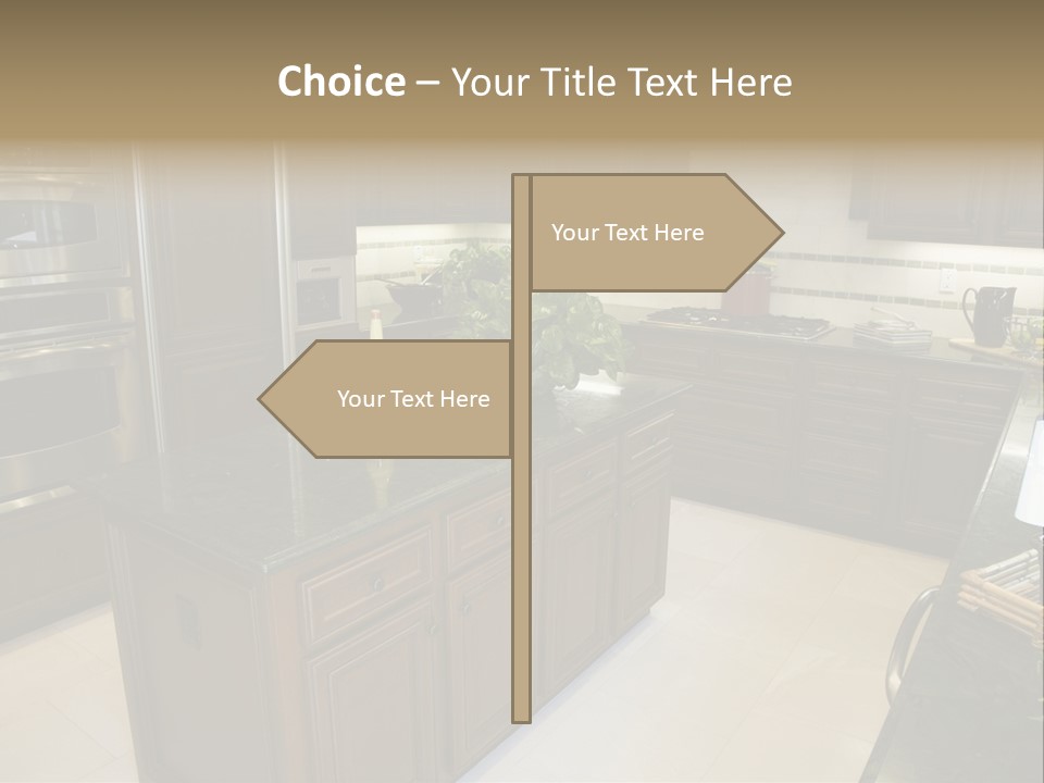 A Large Kitchen With A Center Island With A Wine Bottle On It PowerPoint Template