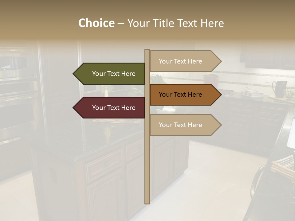 A Large Kitchen With A Center Island With A Wine Bottle On It PowerPoint Template