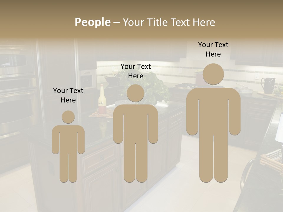 A Large Kitchen With A Center Island With A Wine Bottle On It PowerPoint Template