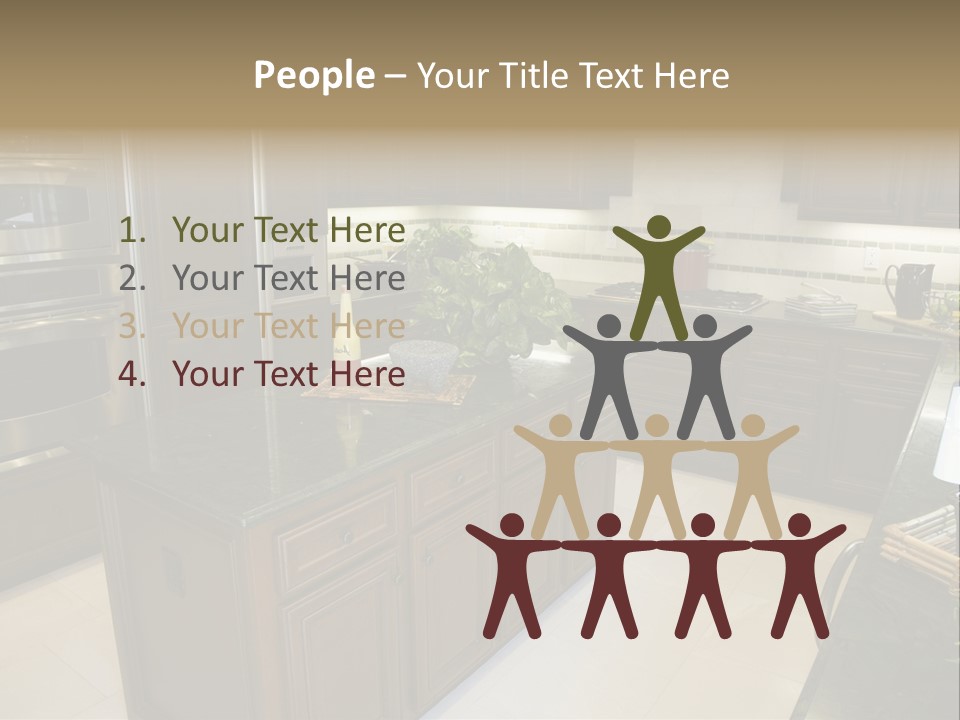 A Large Kitchen With A Center Island With A Wine Bottle On It PowerPoint Template