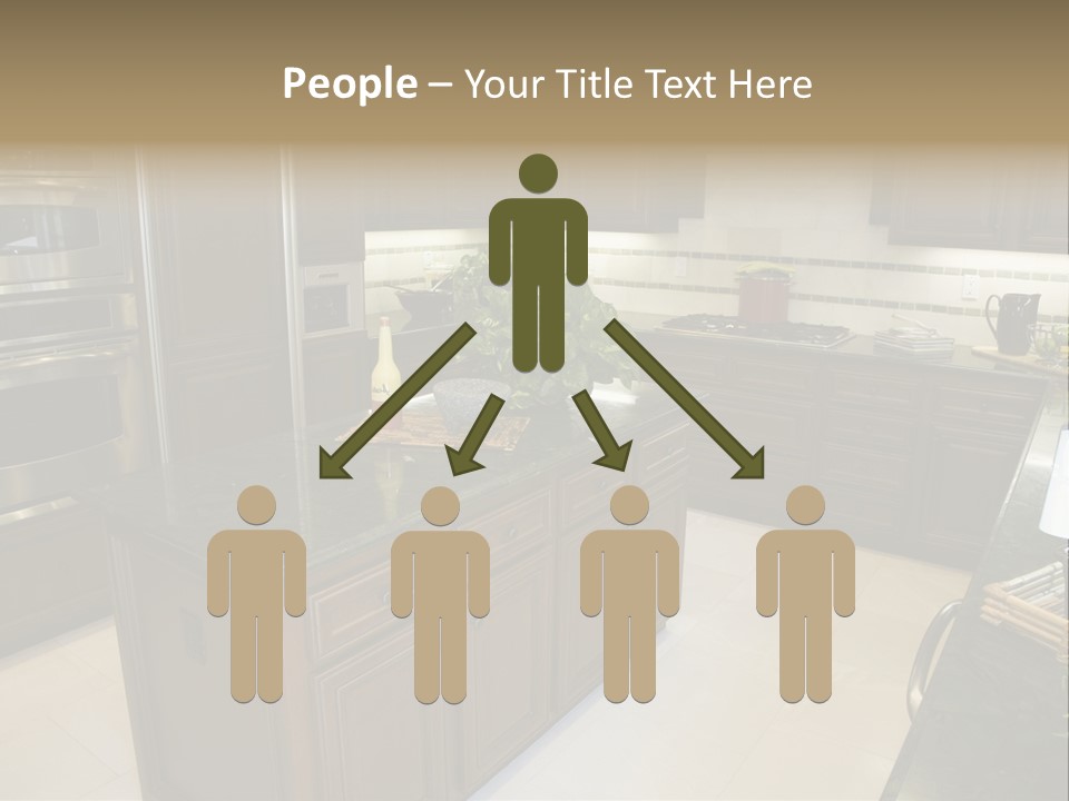 A Large Kitchen With A Center Island With A Wine Bottle On It PowerPoint Template