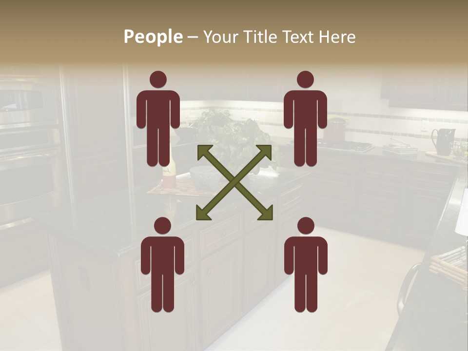 A Large Kitchen With A Center Island With A Wine Bottle On It PowerPoint Template