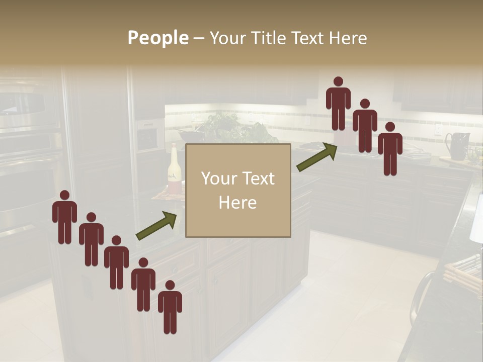 A Large Kitchen With A Center Island With A Wine Bottle On It PowerPoint Template