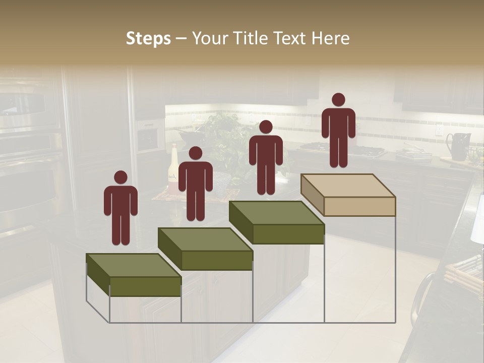 A Large Kitchen With A Center Island With A Wine Bottle On It PowerPoint Template