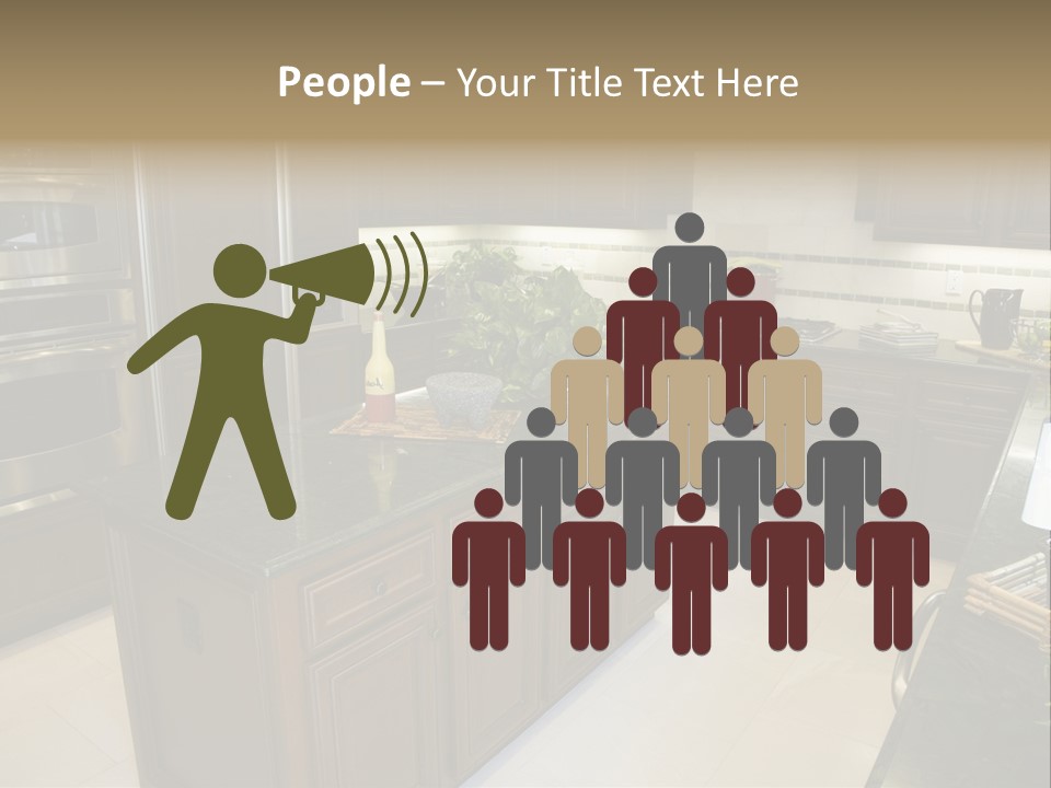 A Large Kitchen With A Center Island With A Wine Bottle On It PowerPoint Template