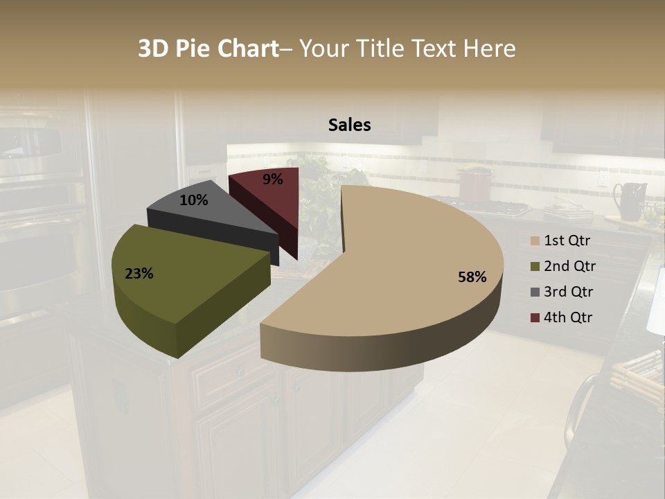 A Large Kitchen With A Center Island With A Wine Bottle On It PowerPoint Template