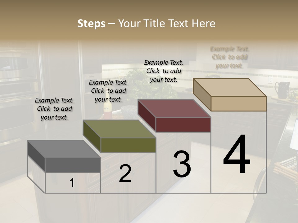 A Large Kitchen With A Center Island With A Wine Bottle On It PowerPoint Template
