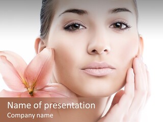A Beautiful Woman With A Flower In Her Hand PowerPoint Template
