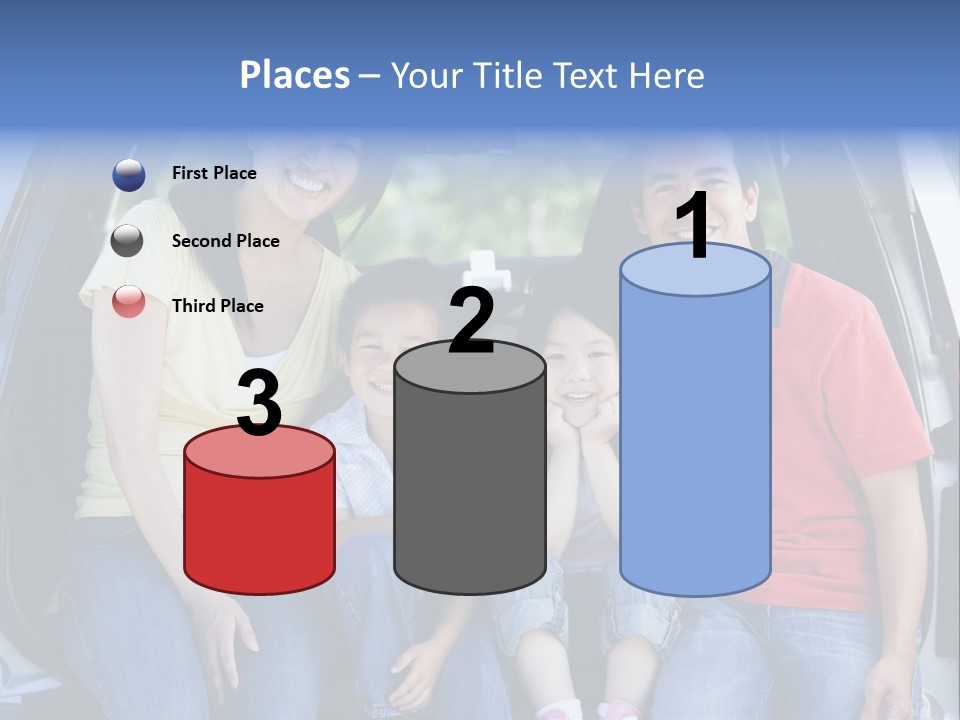 A Family Sitting In The Back Of A Car PowerPoint Template
