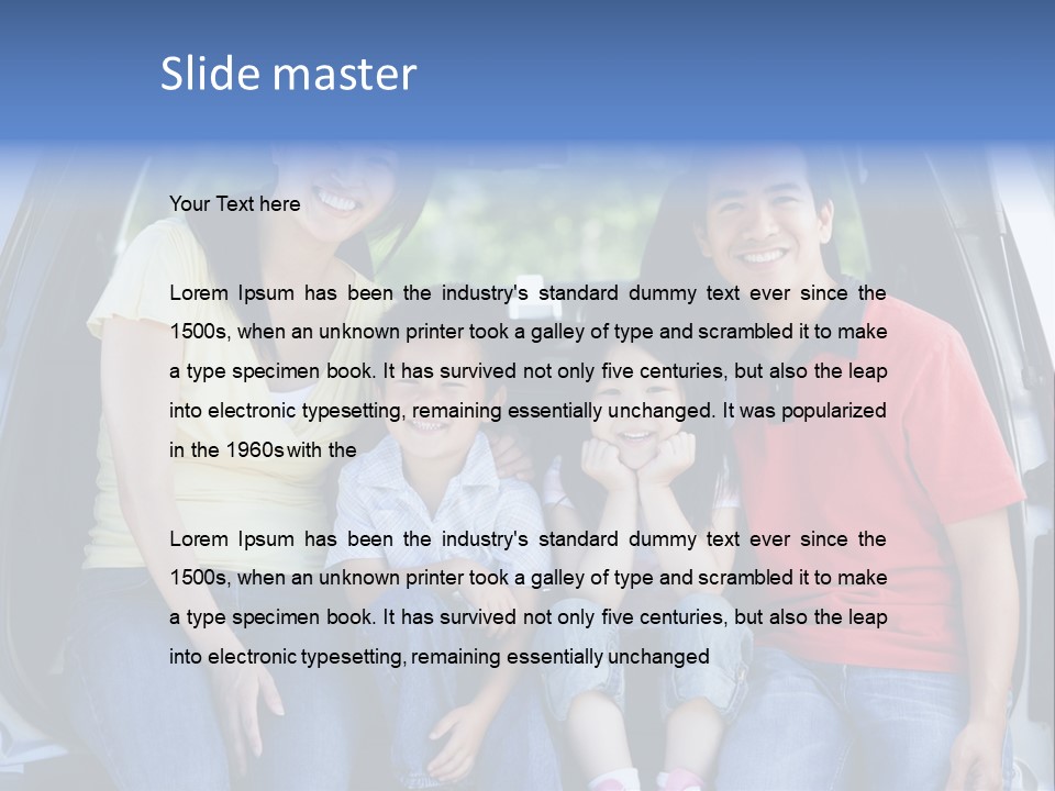 A Family Sitting In The Back Of A Car PowerPoint Template